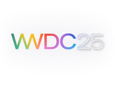 Rainbow-hued WWDC25 lettering