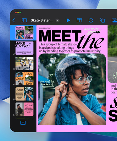 A Keynote window open showing the sleek, streamlined controls.
