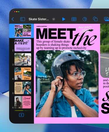 A Keynote window open showing the sleek, streamlined controls.