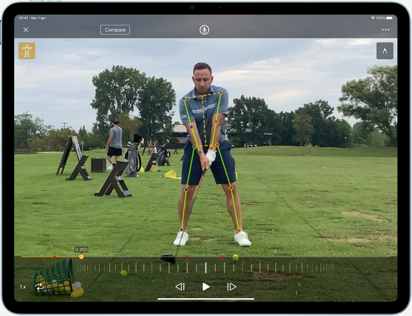Un iPad Air in orizzontale che mostra le performance del Neural Engine