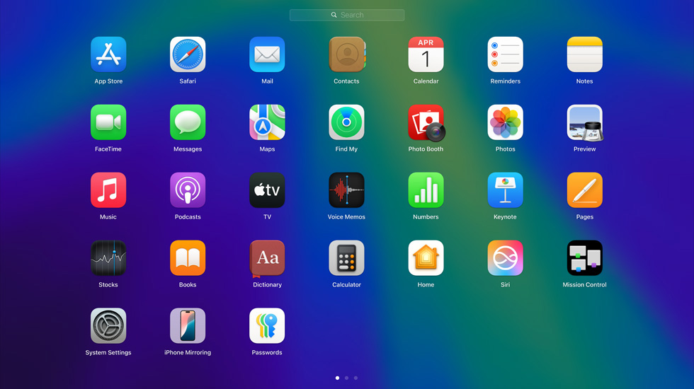 다양한 앱 아이콘이 화면에 격자 형태로 표시되어 있는 모습.