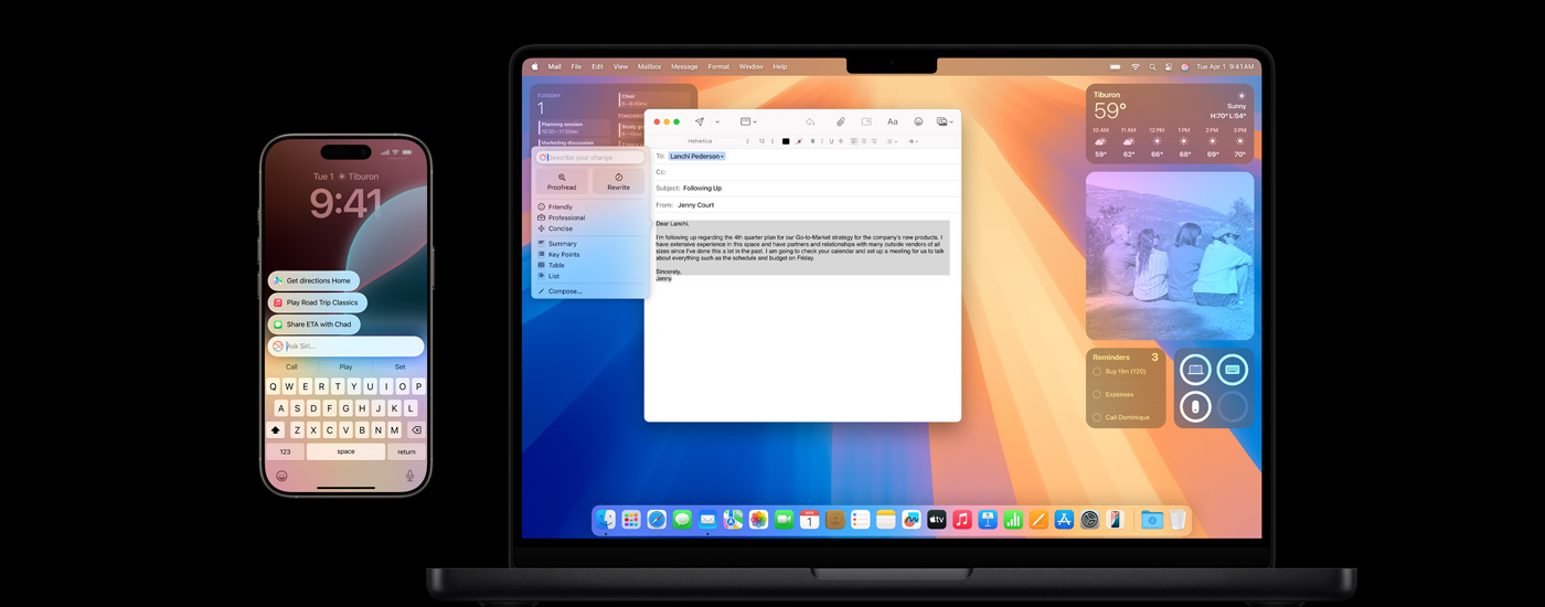 An iPhone and a Mac showing Apple&nbsp;Intelligence.