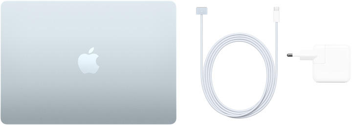 MacBook Air รุ่น 13 นิ้ว, สาย USB-C เป็น MagSafe 3 และอะแดปเตอร์แปลงไฟ USB-C ขนาด 30 วัตต์