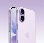 薰衣草紫色 iPhone 17 前後機身，機身斜背面展示左上角的雙融合相機系統、相機控制按鈕，機身正面展示全螢幕設計、動作、音量和側邊按鈕