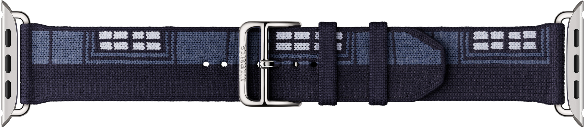 Correa Faubourg Party para Apple Watch Hermès, color Bleu Nuit, hebilla y conector color plata