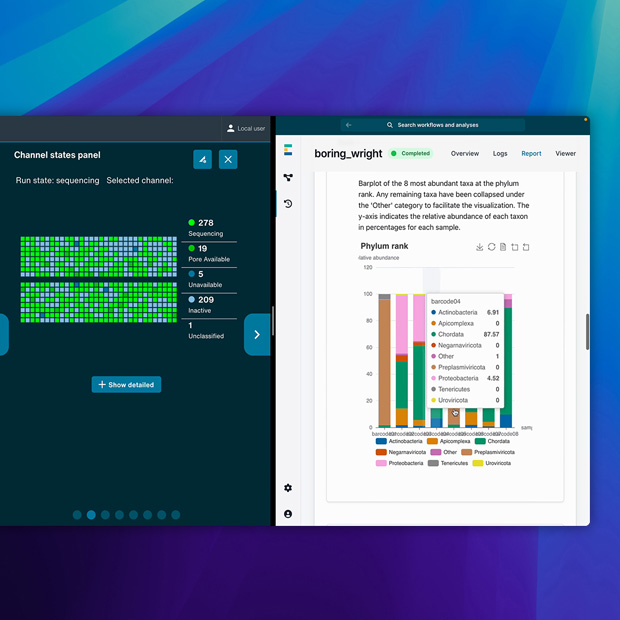 軟件顯示 Oxford Nanopore app。