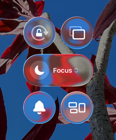 Translucent controls, like portrait orientation lock, screen mirroring, Focus and more