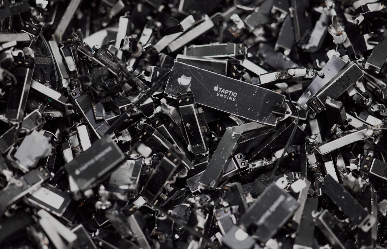 A pile of disassembled device materials