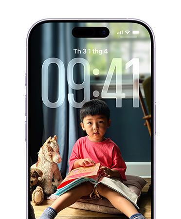 Màn Hình Khóa của iPhone hiển thị thời gian thích ứng với ảnh của Màn Hình Khóa